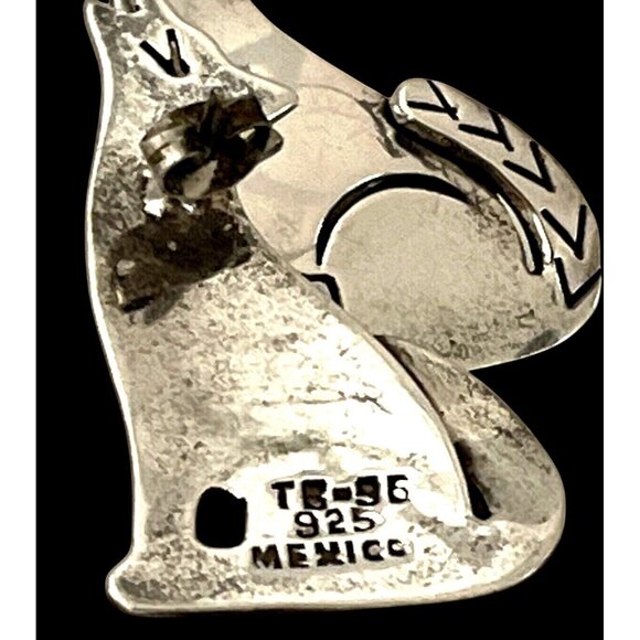 Howling Coyote 925 Sterling Silver Taxco Mexico Stud Post Earrings Wolf Vintage - Picture 2 of 7